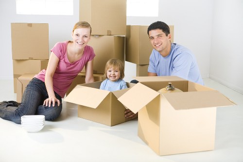 Moving van and organized boxes for a Holloway house relocation