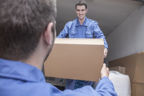 Student removals van loading boxes in Holloway