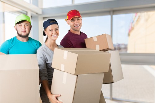 Fragile belongings and labeled boxes for home moves