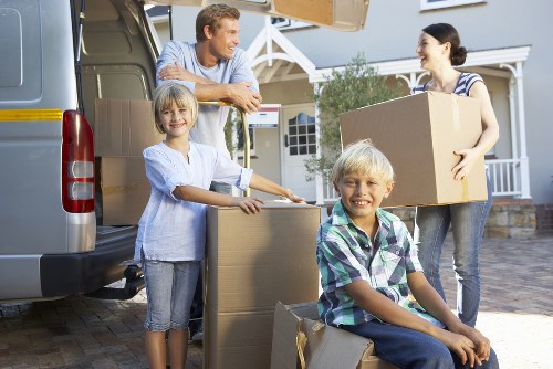 Moving van arriving for a scheduled collection